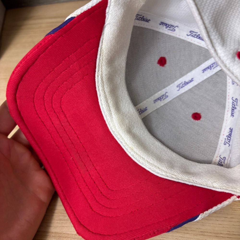 Titleist Hat Cap Fitted S/M Red Golf Golfing Script Breathable - Picture 9 of 11